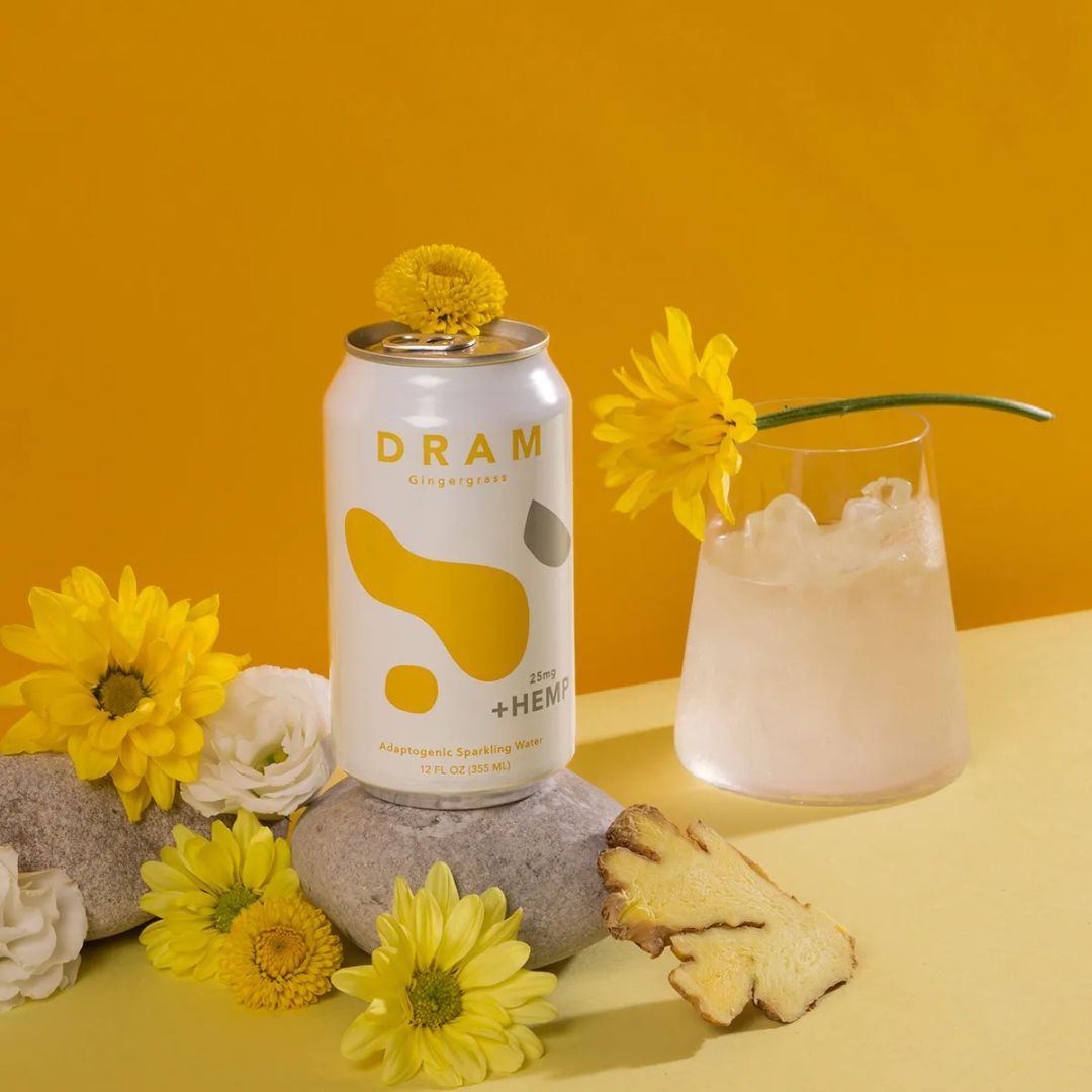 DRAM  Gingergrass Adaptogenic CBD Sparkling Water