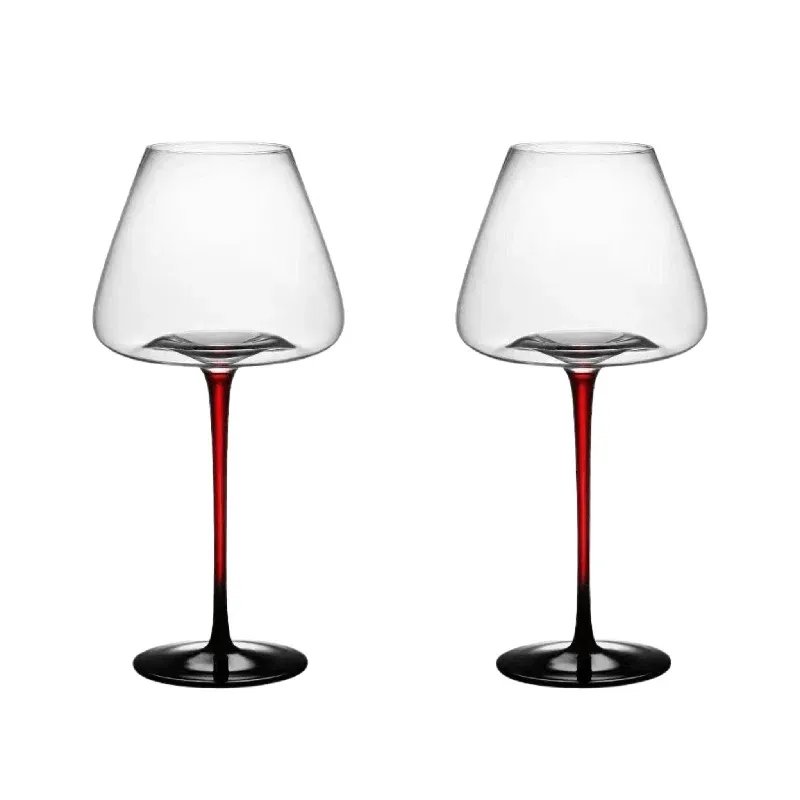 Red Black Stem Wine Glasses (Set of 2)