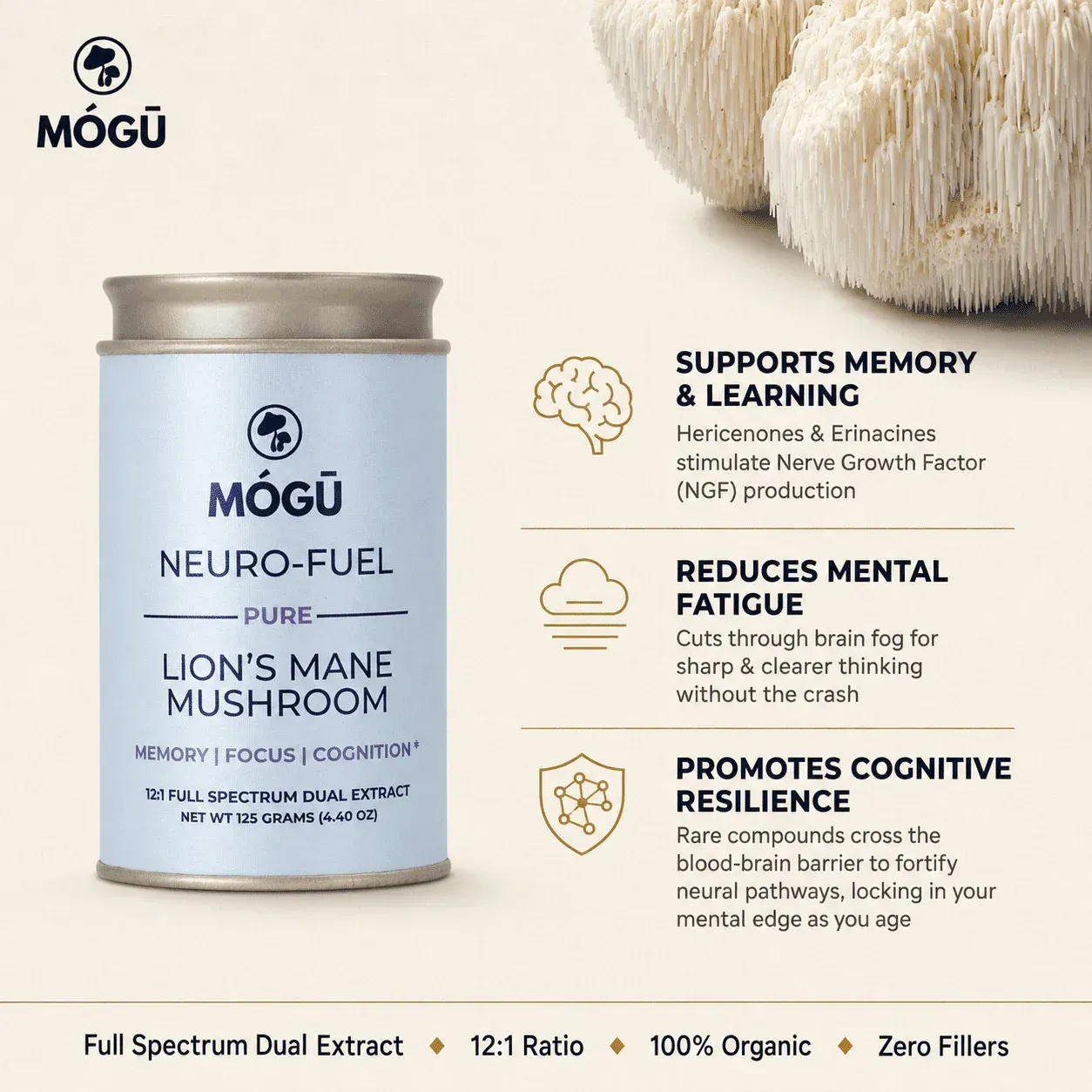 Mógū Organic Lion’s Mane, Neuro-Fuel