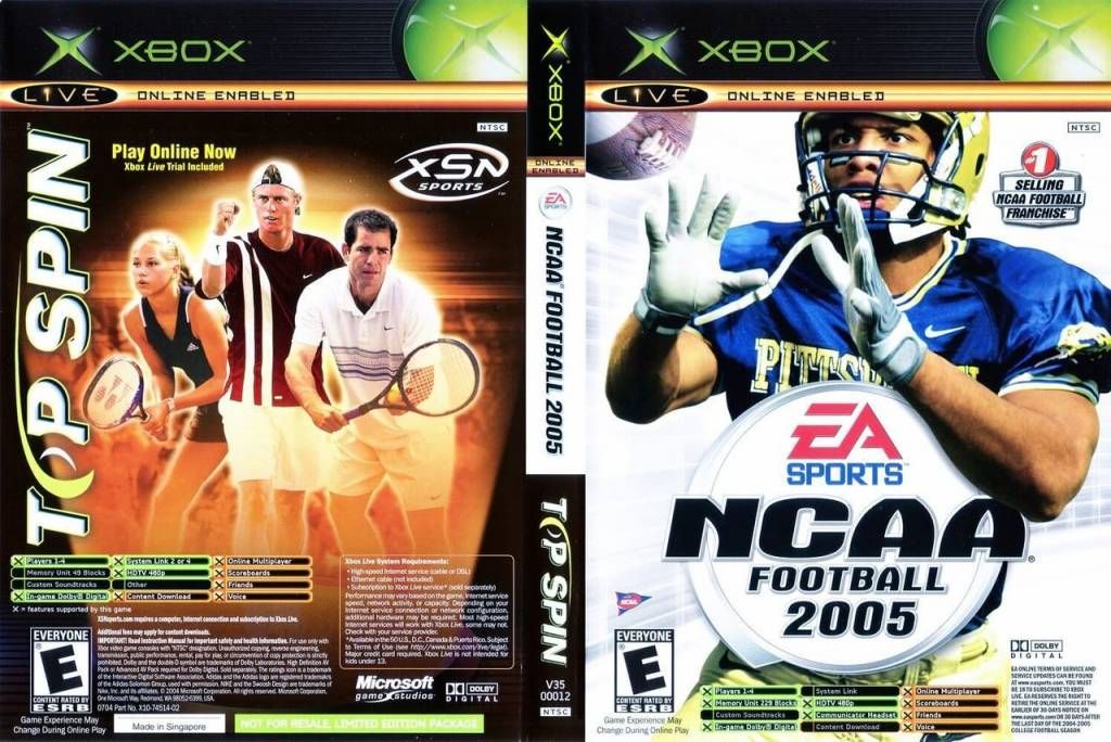 NCAA Football 2005 / Top Spin - XBOX PrePlayed