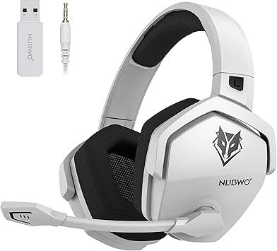 NUBWO Wireless Gaming Headset PC/PS4/PS5 w/Dongle (WHITE)