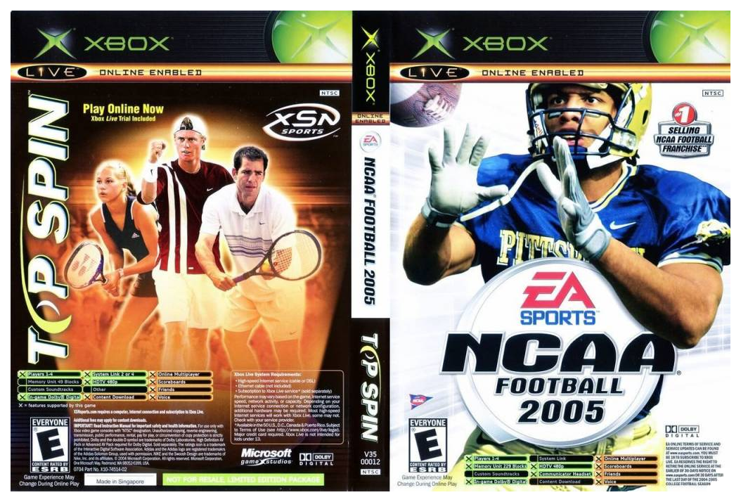 NCAA Football 2005 / Top Spin - XBOX PrePlayed