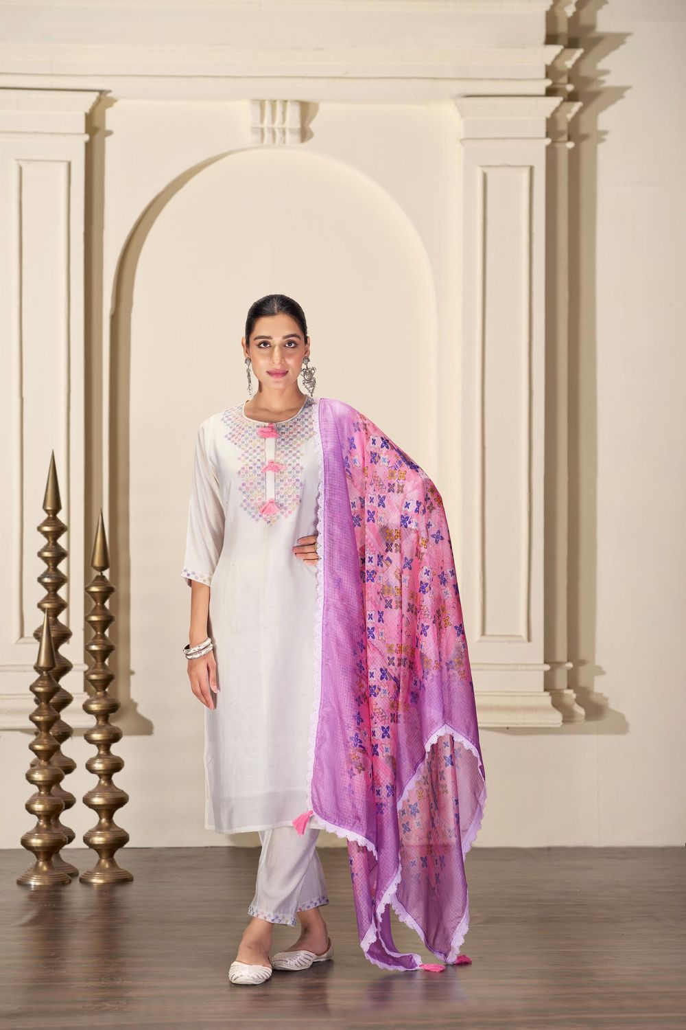 Bhumi Offwhite Silk Kurta Set with Dupatta