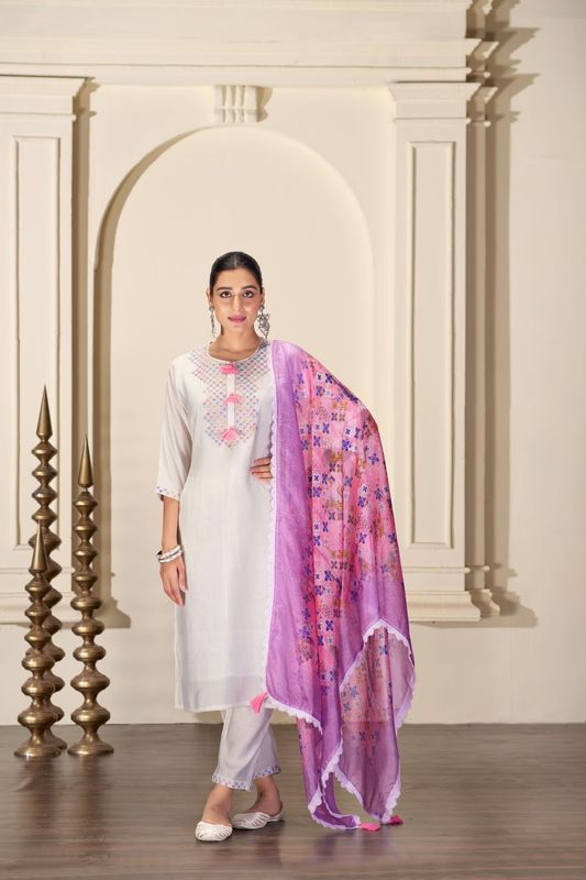 Bhumi Offwhite Silk Kurta Set with Dupatta