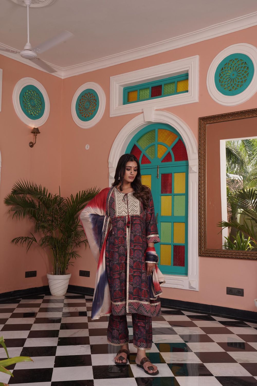 Sarita Chanderi Red Kurta Set with Dupatta