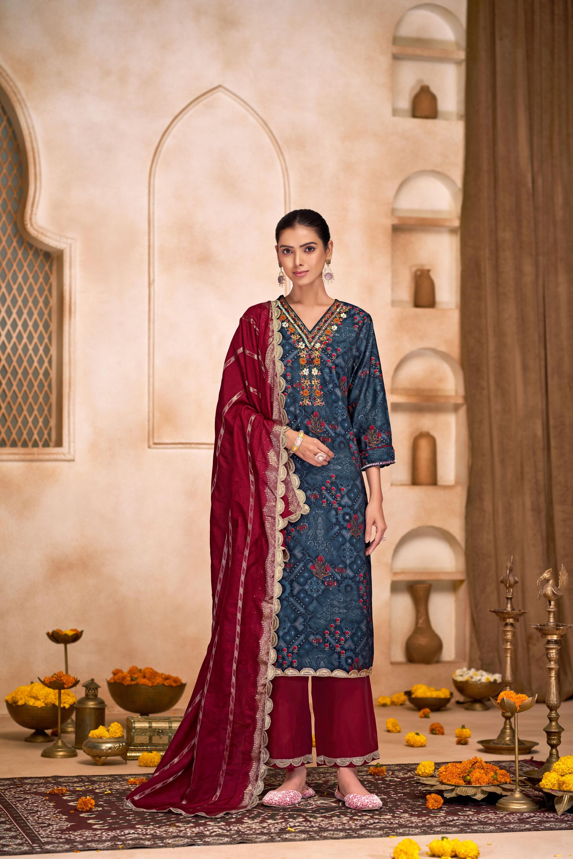 Shehnaaz Navy Kurta Set with Dupatta