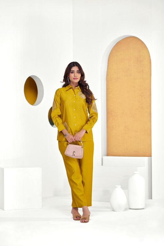 Saroj Mustard Chanderi Set