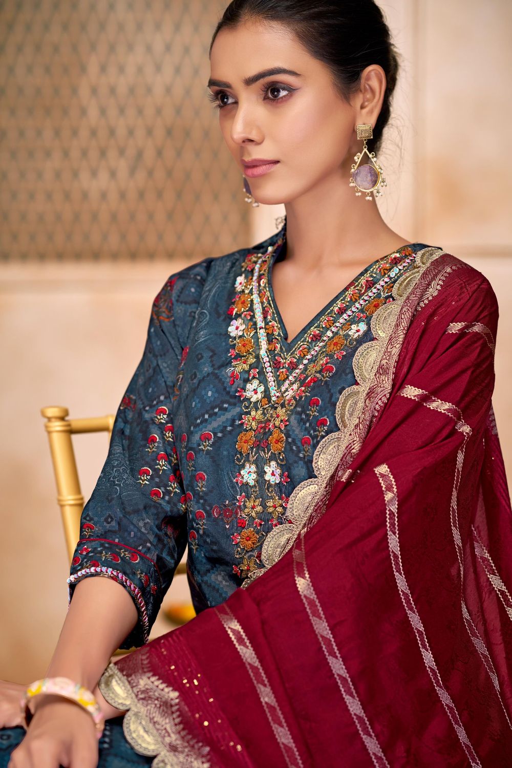 Shehnaaz Navy Kurta Set with Dupatta