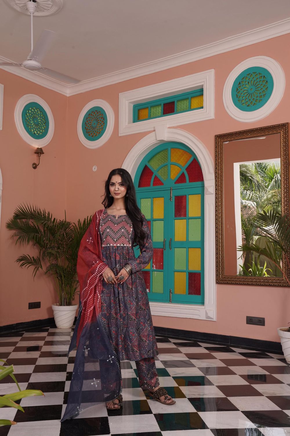 Torani Chanderi Red Kurta Set with Dupatta