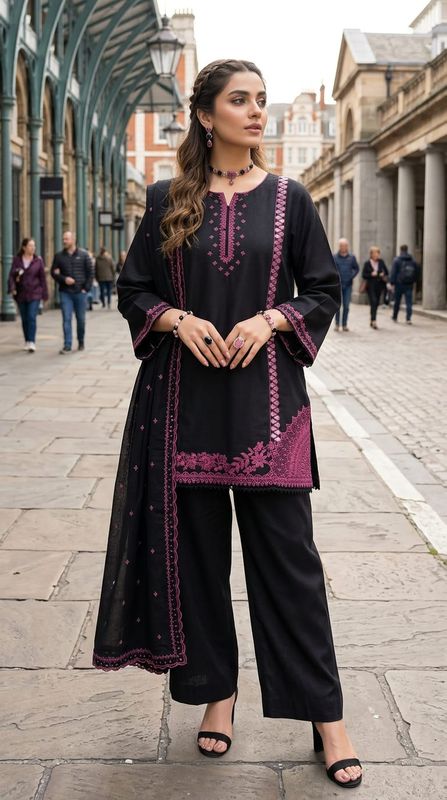 Black Viscose 3 pcs  Shalwar kameez