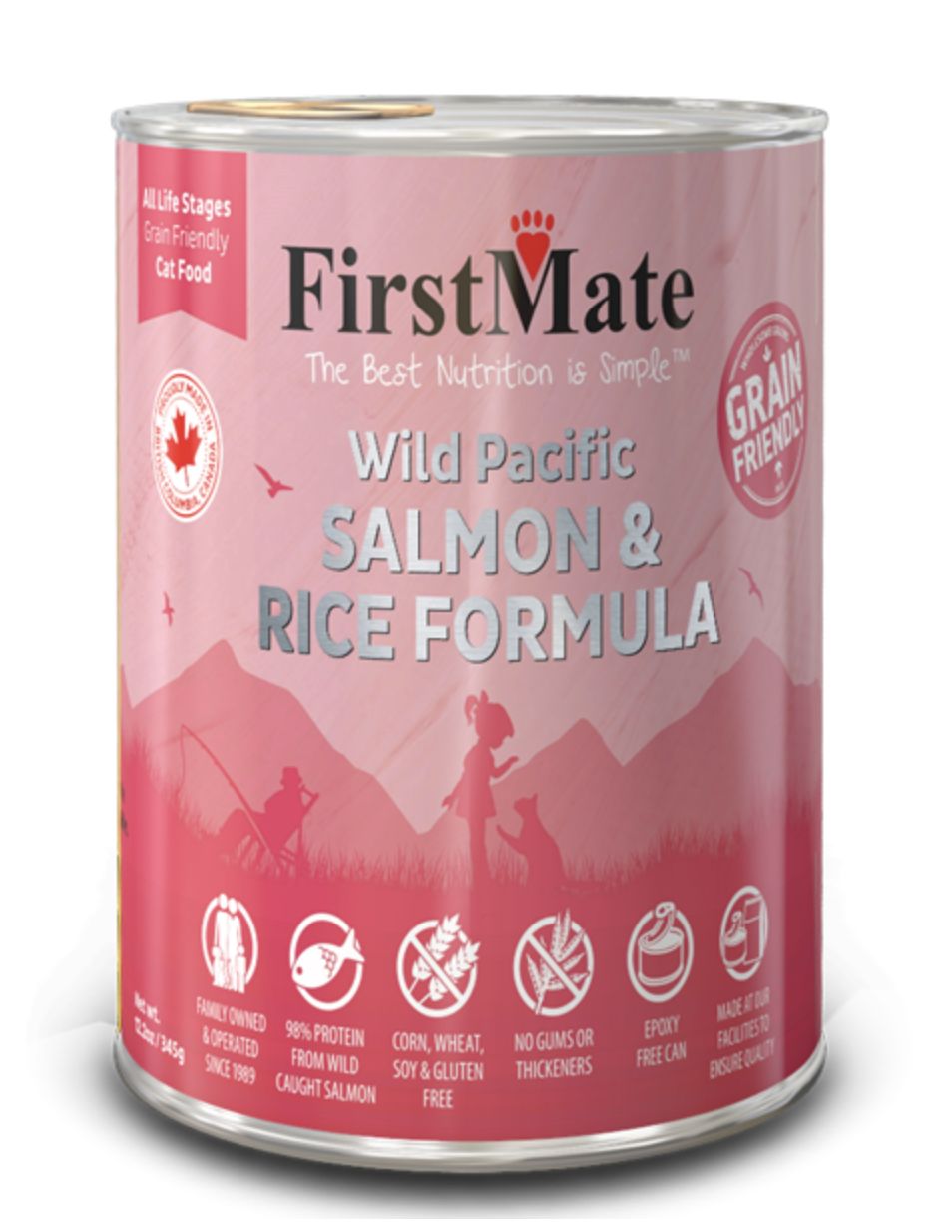 FirstMate Cat LID GF Wild Pacific Salmon/Rice  12.2 oz