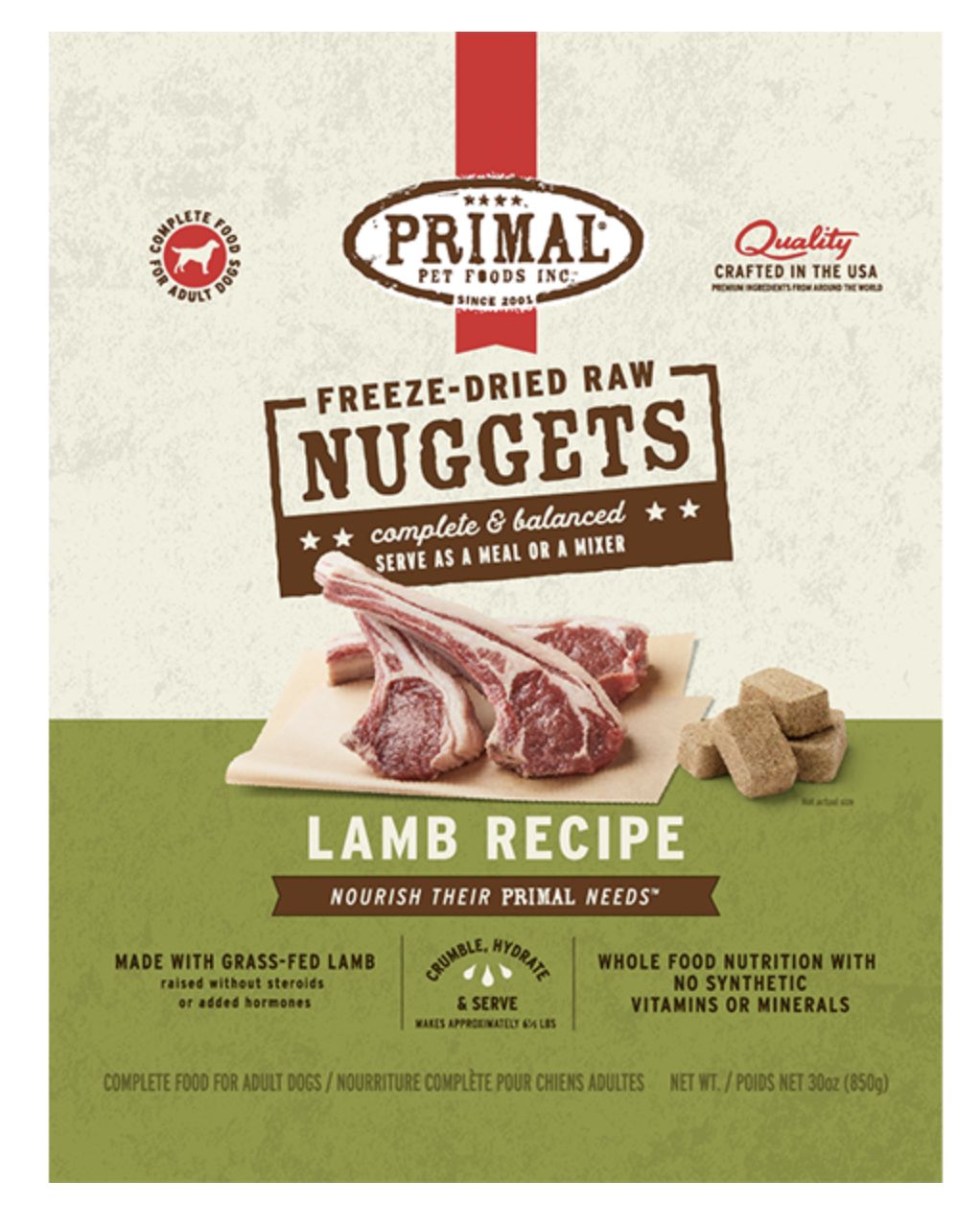 Primal Dog Freeze Dried Lamb Nuggets 30oz