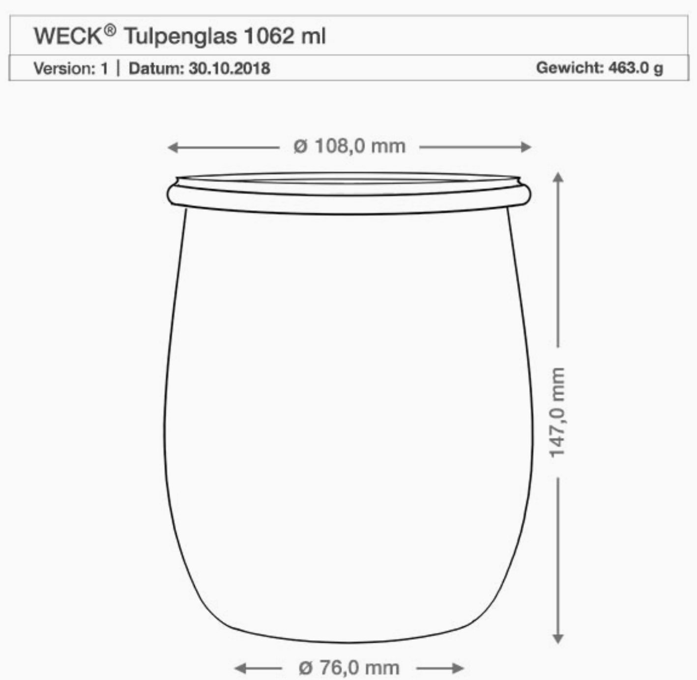 Tulip Jar 1062ml (Beechwood Lid)