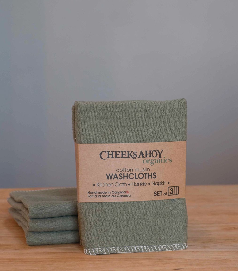 Washcloths - Organic Muslin, Color: Sage