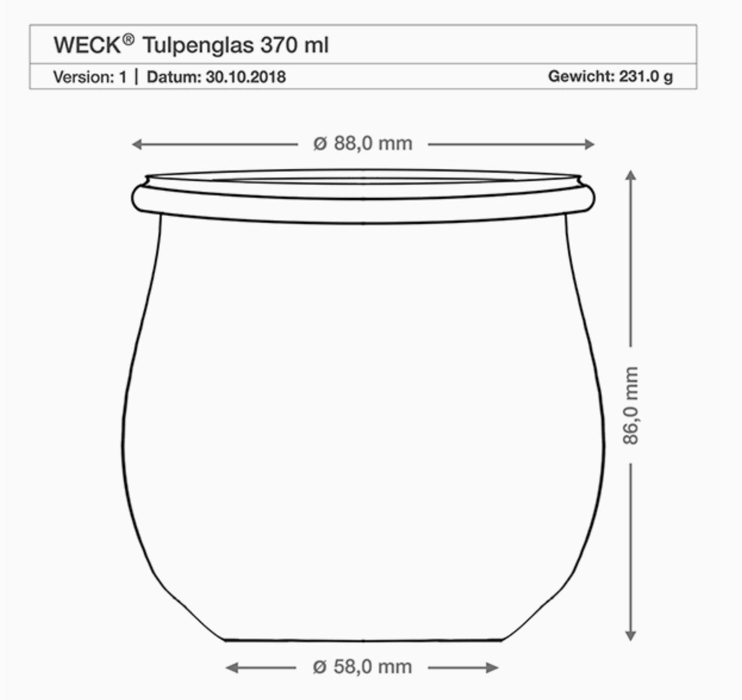 Tulip Jar 370ml (Cork Lid)