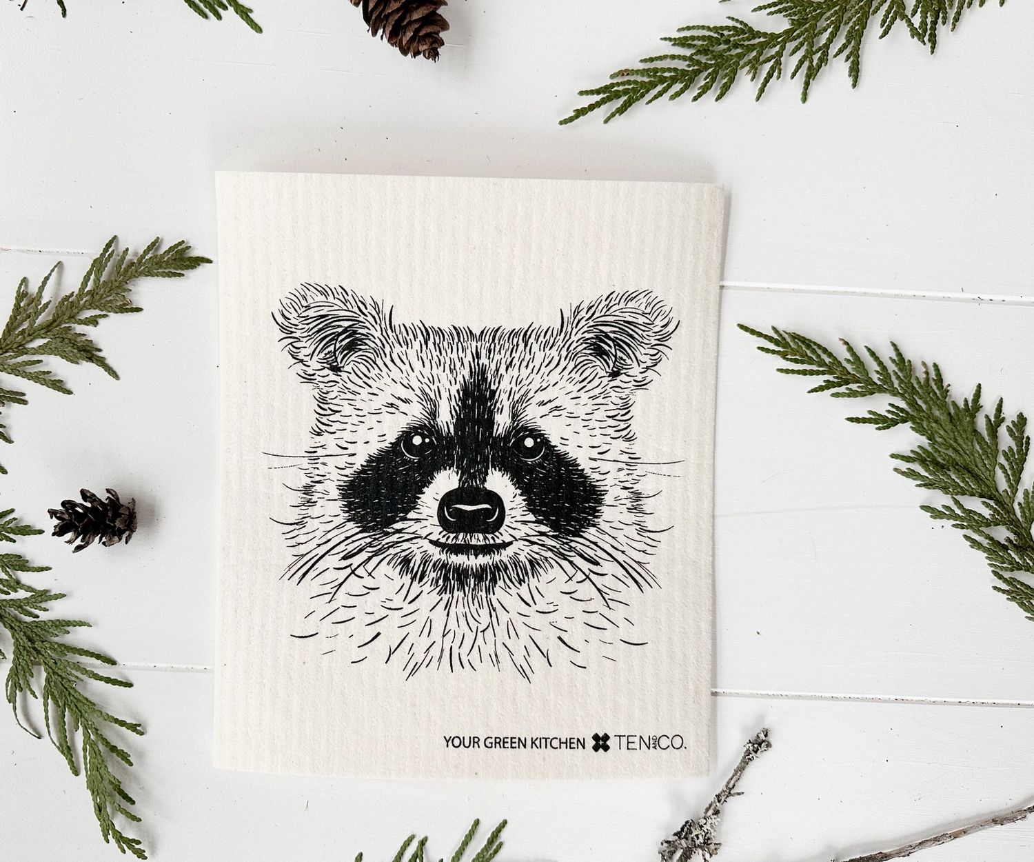Sponge Cloth, Pattern: Raccoon
