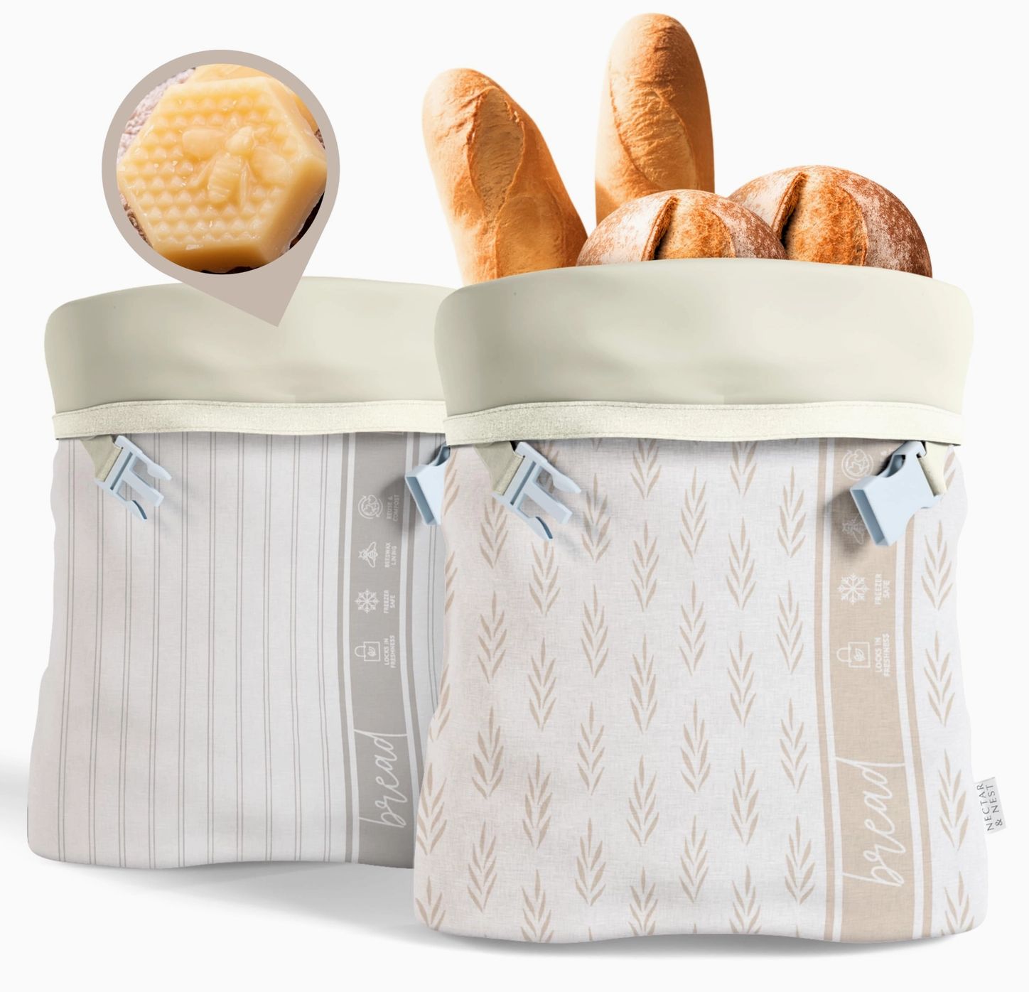Reusable Beeswax Bread Bags For Homemade Bread &amp; Sourdough
