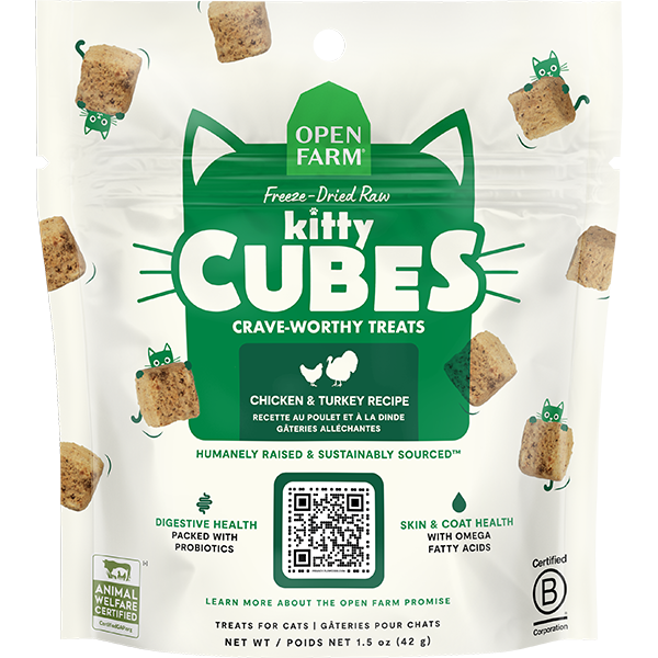 Open Farm Cat Treats Kitty Cubes Chickey &amp; Turkey 1.5oz