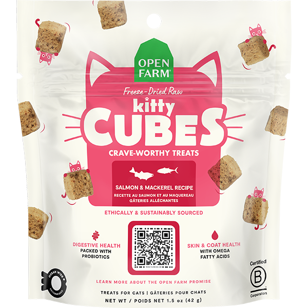 Open Farm Cat Treats Kitty Cubes Salmon &amp; Mackerel 1.5oz