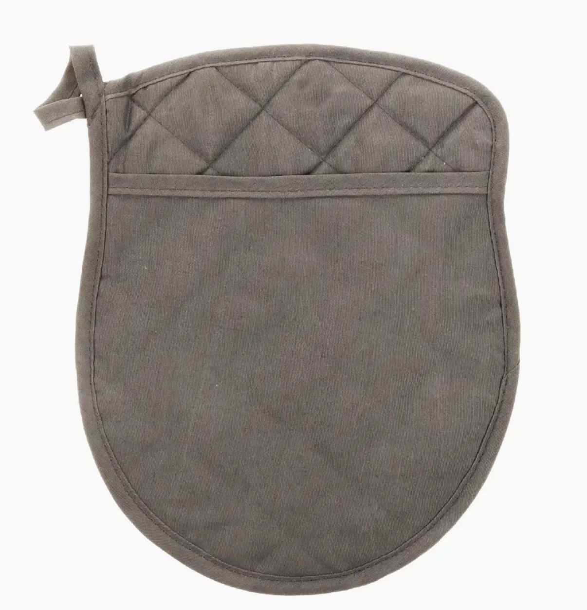 Quilted Pot Holder with Pocket Gray