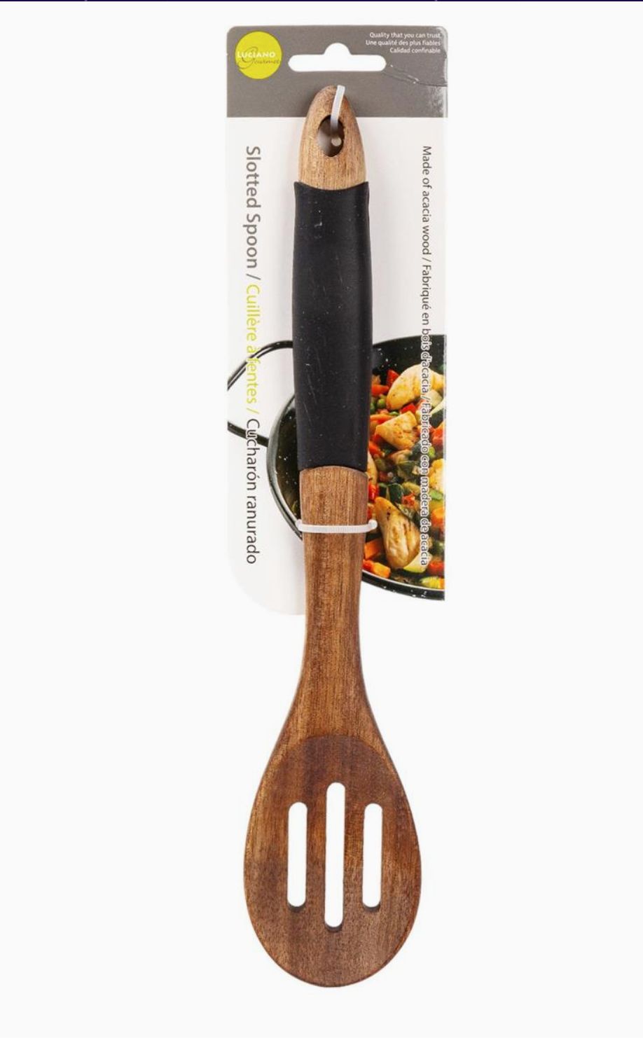 Luciano Gourmet Acacia Wood Slotted Spoon