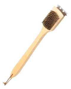 BBQ GRILL BRUSH WOOD 18IN ST STEEL