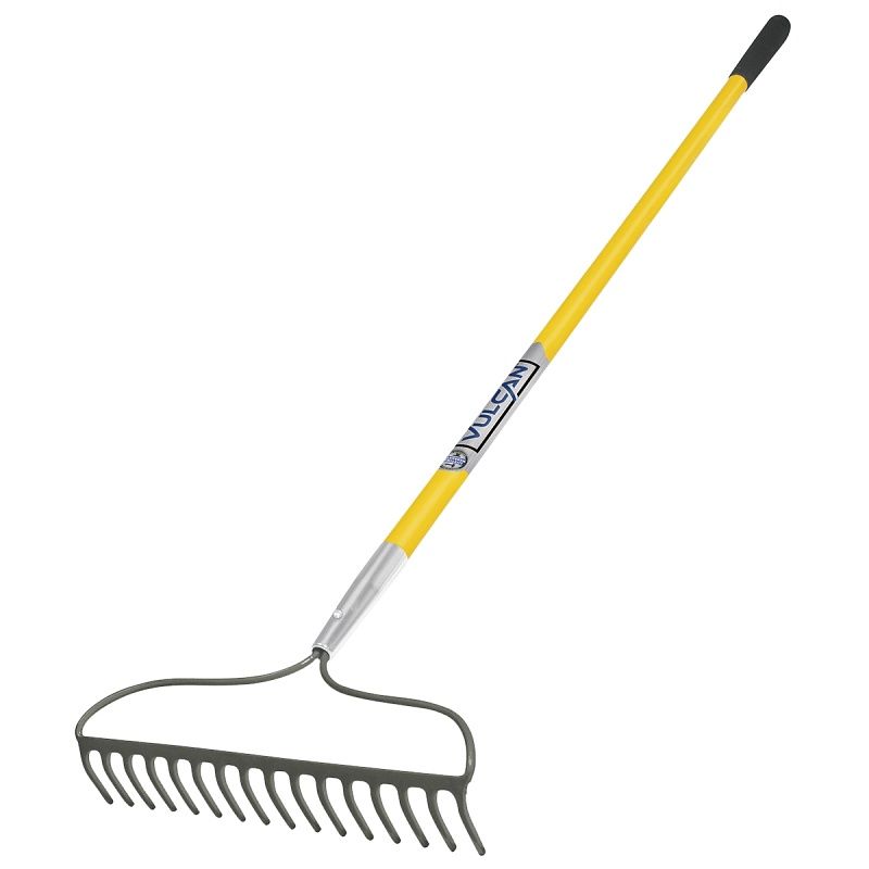 Pro Fiberglass Bow Rake, 17 in W Head, 16-Tine, Steel Tine, Steel Head, 60 in L Handle