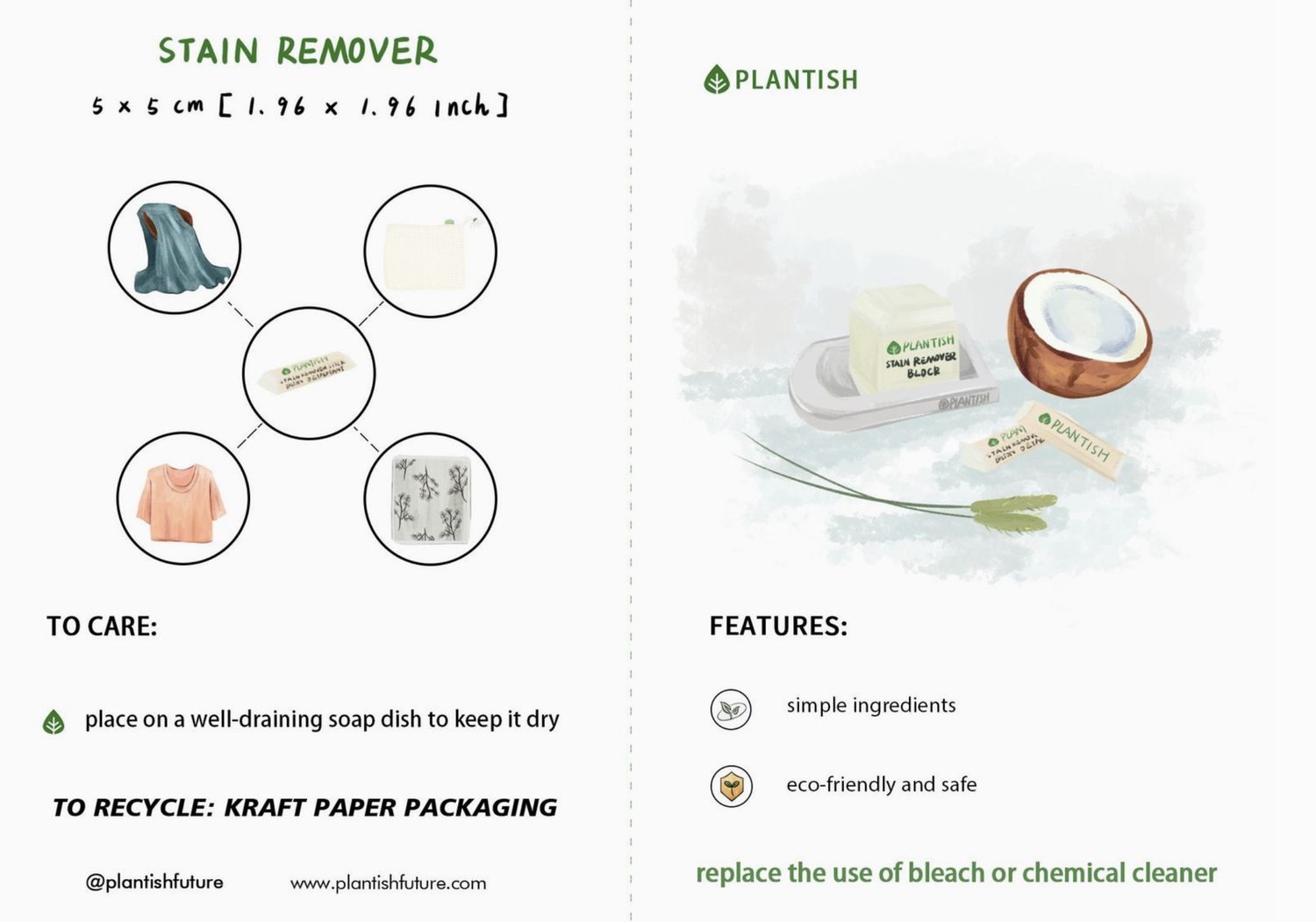 Plantish Stain Remover Bar | Soap Stick (0.5oz)