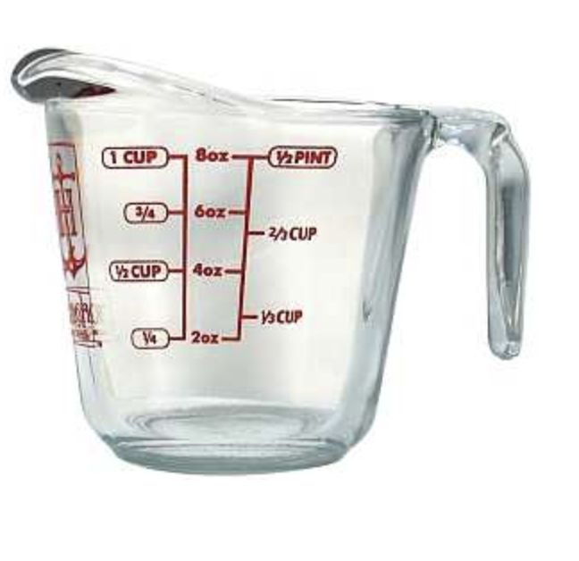 Anchor Hocking Measuring Cup, Glass, Clear, 1 Cup/8oz