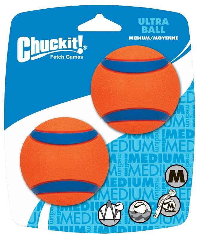 Ultra Ball Dog Toy, M, Rubber, 2-1/2 in Dia