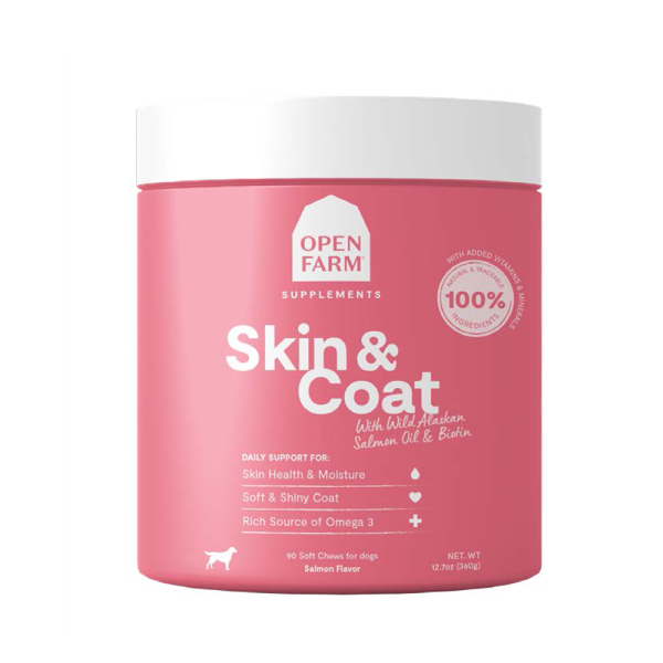 Open Farm Dog Supplement Skin &amp; Coat Chews 90 ct