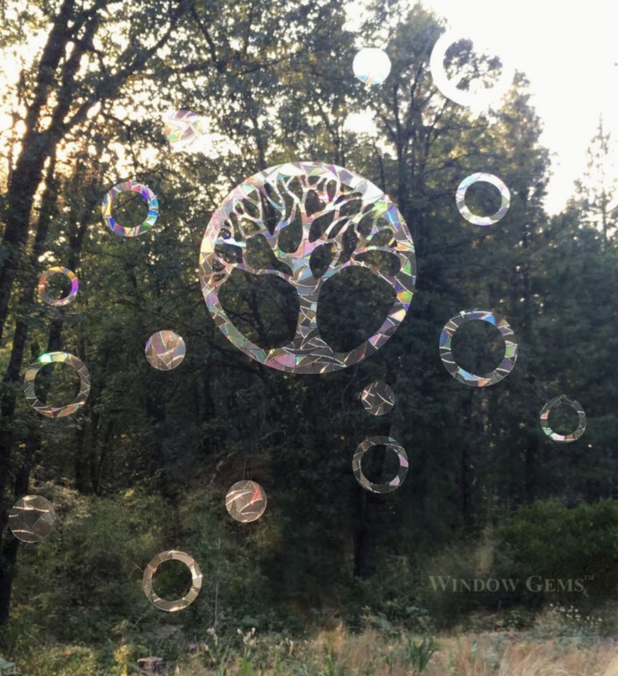 Tree of Life Window Clings Prismatic Suncatcher, Bird Safety