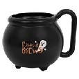 BATS &amp; BOOS HALLOWEEN "BOOS &amp; BREWS" CAULDRON SHAPED 15OZ PLAS MUG