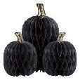 PUMPKIN SHAPED HONEYCOMB TISSUE CTRPCS W/FOIL STEMS 3CT