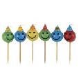 HAPPY FACE PICK CANDLES 6CT