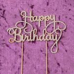GOLD RHINESTONE HBD CAKE TOPPER