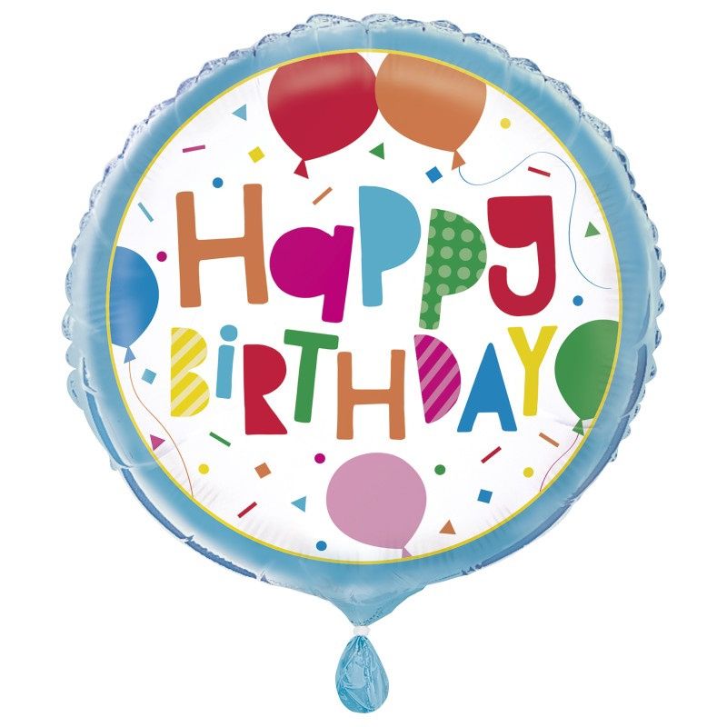 642 18" COLORFUL HBD FOIL BALLOON