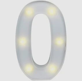 MINI LED NUMBERS, Colour: WHITE, NUMBER: 0