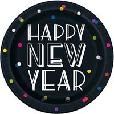 NEON DOTS NY ROUND 9" DIN PLT 8CT