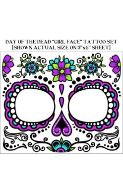 DAY OF THE DEAD FACE TATTOO-FEMALE