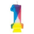 #1 RAINBOW BDAY CANDLE