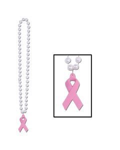 BEADS W/PINK RIBBON MEDALLION