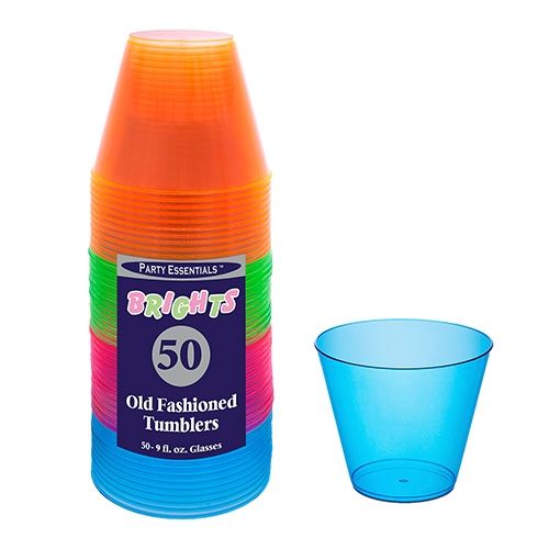 9OZ TUMBLER ASST NEON 50CT
