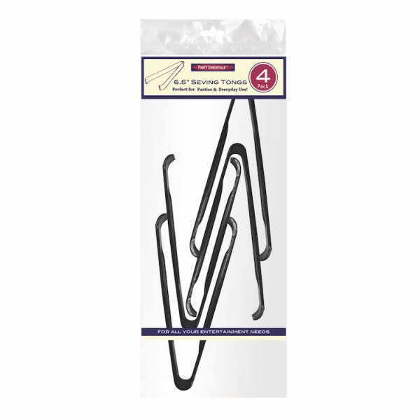 6.5" SERVING TONGS BLACK 4CT