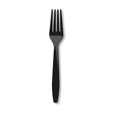 PLASTIC CUTLERY FORKS BLACK