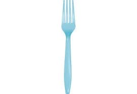 PLASTIC CUTLERY FORKS PASTEL BLUE