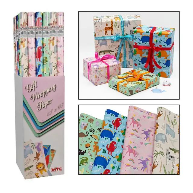 30"X60" BIRTHDAY ANIMAL WRAPPING PAPER