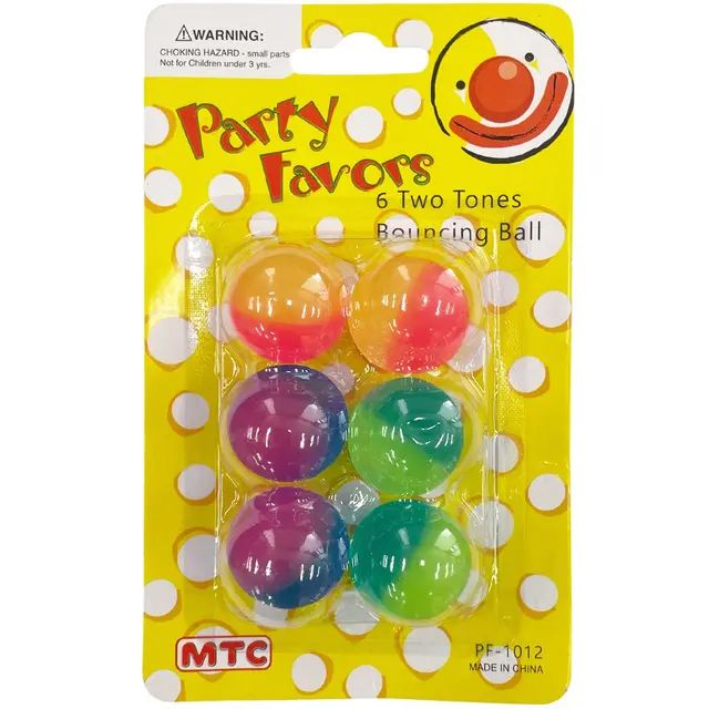 6 PC 1 IN. BOUNCING BALL - TWO TONES