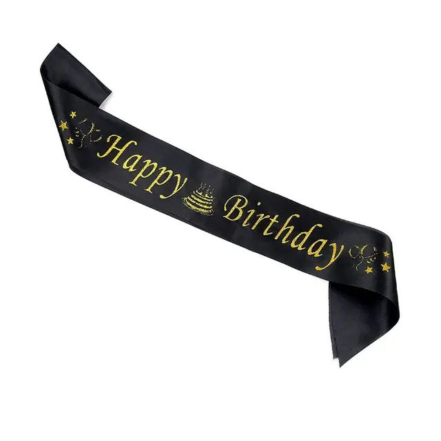 GLITTERED SASH-HAPPY BIRTHDAY (BLK)
