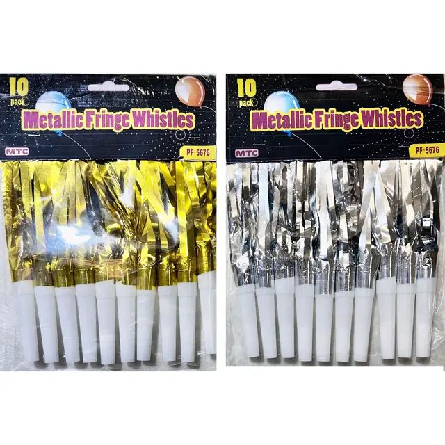 10 PCS FRINGE WHISTLES - GOLD/SILVER